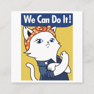 Wir können es tun! White Cat Rosie The Riveter Quadratische Visitenkarte