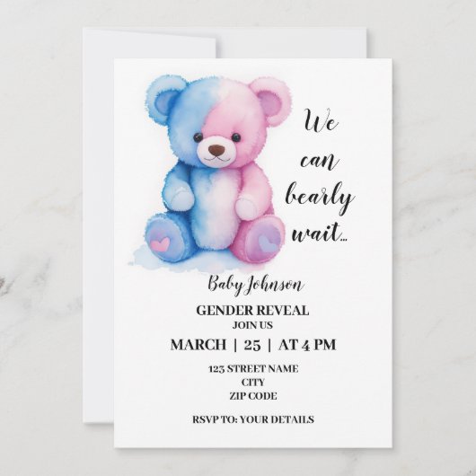 Wir können früh warten, bis die Gender-Enthüllung Einladung (Vorderseite)