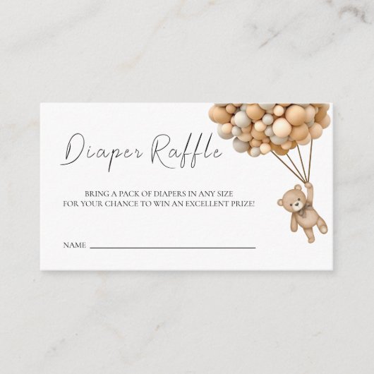 Wir können früh warten Teddy Balloon Raffle Ticket Begleitkarte (Vorderseite)