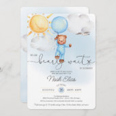 Wir können früh warten Teddy Bären Ballon 1. Gebur Einladung (Vorne/Hinten)