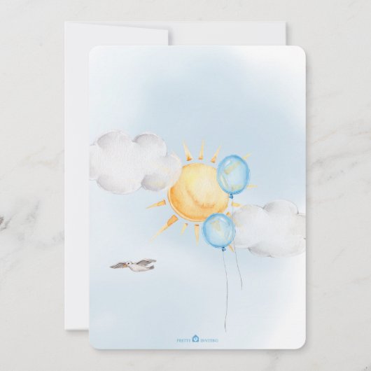 Wir können früh warten Teddy Bären Ballon 1. Gebur Einladung (Rückseite)