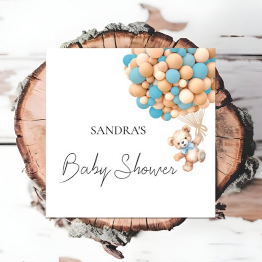 Wir können früh warten Teddy Blue Balloon Serviett Serviette