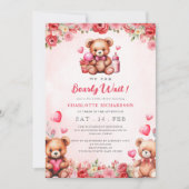 Wir können frühes Abwarten Baby Dusche florale Ted Einladung (Vorderseite)