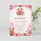 Wir können frühes Abwarten Baby Dusche florale Ted Einladung (Stehend Vorderseite)