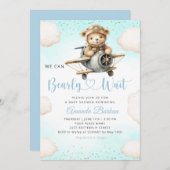 Wir können frühes Warten Aquarell Blue Boy Baby Du Einladung (Vorne/Hinten)