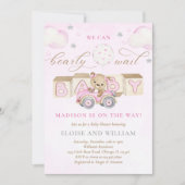 Wir können frühes Warten Teddy Bear Baby Dusche Pi Einladung (Vorderseite)