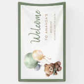 Wir können frühes Warten Teddy Bear Balloon Baby D Banner (Vertikal)