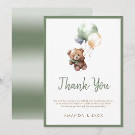 Wir können frühes Warten Teddy Bear Balloon Baby D Dankeskarte