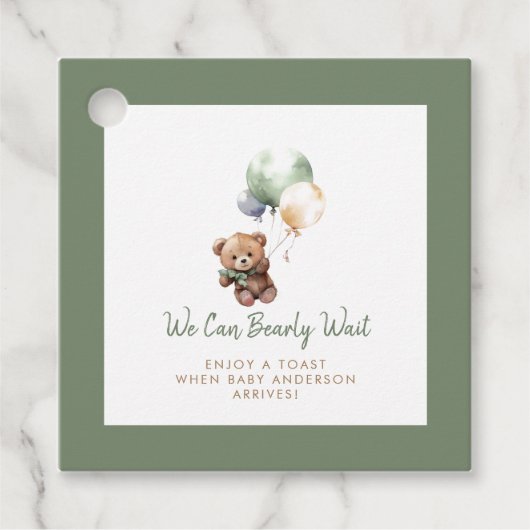 Wir können frühes Warten Teddy Bear Balloon Baby D Geschenkanhänger (Vorderseite)