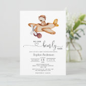 Wir können frühzeitig abwarten Airplane Teddy Bear Einladung (Stehend Vorderseite)