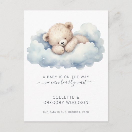 Wir können frühzeitig abwarten Baby Bear Clouds Sc Ankündigungspostkarte (Vorderseite)