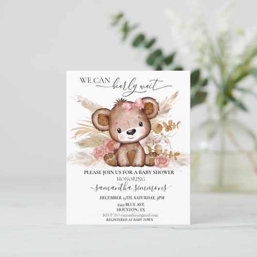 Wir können frühzeitig abwarten Baby Duschbär Boho (Stehend Vorderseite)