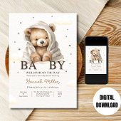 Wir können frühzeitig abwarten Baby Dusche Boy Ted Einladung