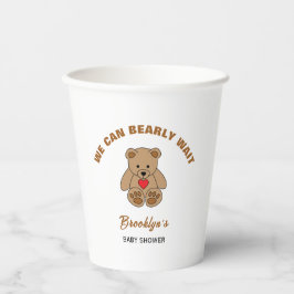 Wir können frühzeitig abwarten Baby Dusche braunen Pappbecher