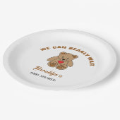 Wir können frühzeitig abwarten Baby Dusche braunen Pappteller (Schrägansicht)