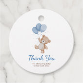 Wir können frühzeitig abwarten Baby-Dusche Danke Geschenkanhänger (Vorderseite)