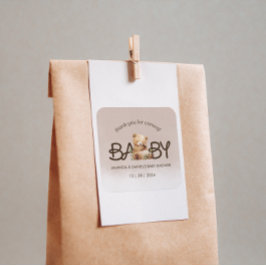 Wir können frühzeitig abwarten Baby-Dusche Danke Quadratischer Aufkleber