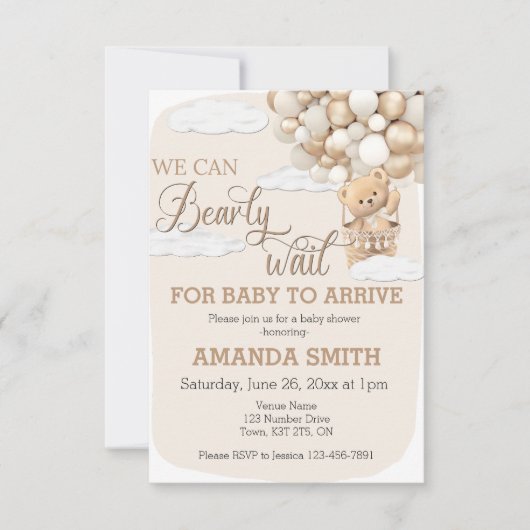 Wir können frühzeitig abwarten Baby Dusche Einladu Einladung (Vorderseite)