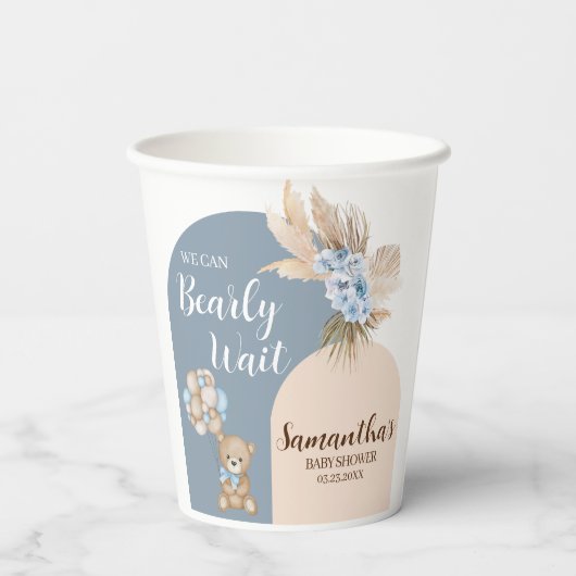 Wir können frühzeitig abwarten Baby Dusche Papiert Pappbecher (Rückseite)