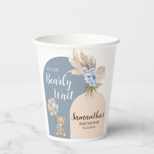 Wir können frühzeitig abwarten Baby Dusche Papiert Pappbecher (Vorderseite)