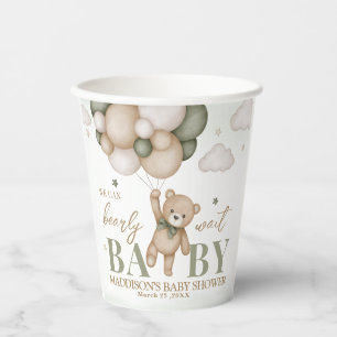 Wir können frühzeitig abwarten Baby Dusche Papiert Pappbecher