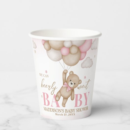 Wir können frühzeitig abwarten Baby Dusche Papiert Pappbecher (Rückseite)