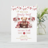 Wir können frühzeitig abwarten Baby Dusche Red Flo Einladung (Stehend Vorderseite)