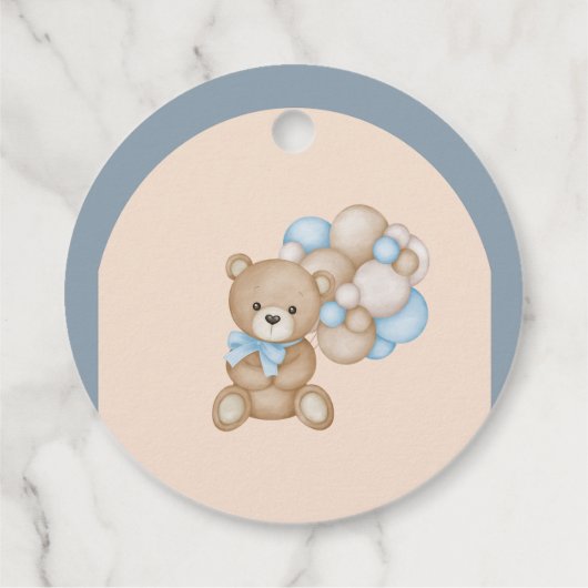 Wir können frühzeitig abwarten Baby Dusche RoundFa Geschenkanhänger (Rückseite)