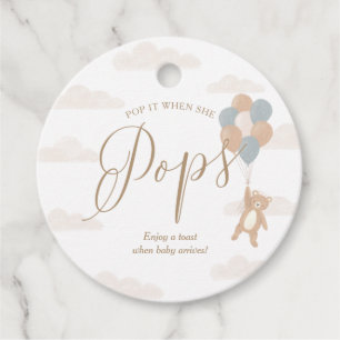 Wir können frühzeitig abwarten Baby Dusche Wein Bo Geschenkanhänger