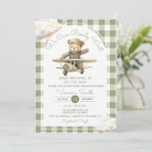 Wir können frühzeitig abwarten Baby Duschkabine Gr Einladung (Stehend Vorderseite)