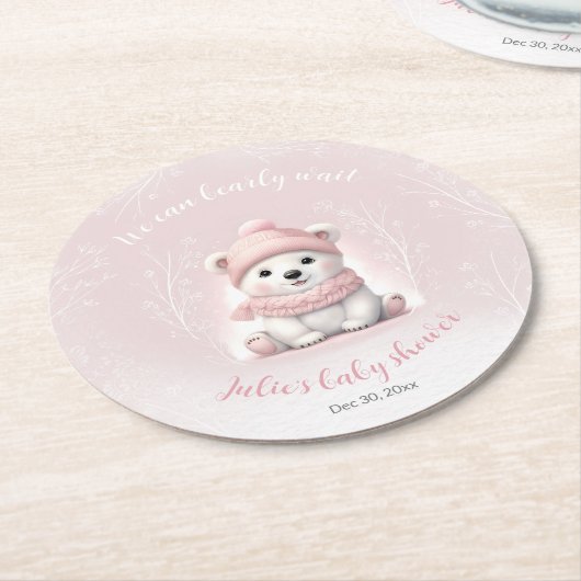 Wir können frühzeitig abwarten Baby-Duschmaschine Runder Pappuntersetzer (Angewinkelt)