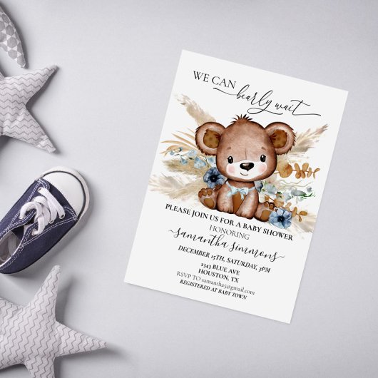 Wir können frühzeitig abwarten Babydusche Bear Boh Einladung