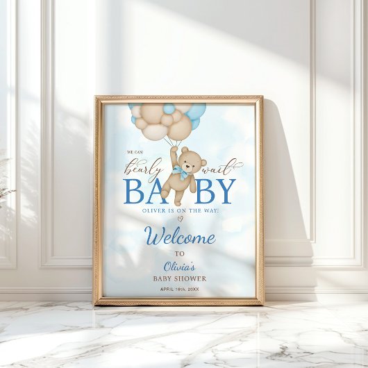 Wir können frühzeitig abwarten Babydusche Begrüßun Poster