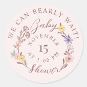 Wir können frühzeitig abwarten Babydusche Blumenkr Runder Aufkleber (Vorderseite)