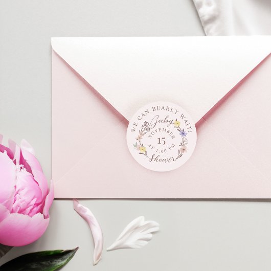 Wir können frühzeitig abwarten Babydusche Blumenkr Runder Aufkleber
