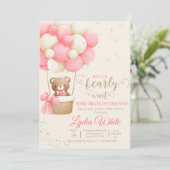 Wir können frühzeitig abwarten Babydusche Girl Ted Einladung (Stehend Vorderseite)