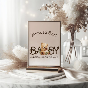 Wir können frühzeitig abwarten Babydusche Mimosa B Sockelschild