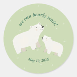 Wir können frühzeitig abwarten Babydusche Papierpl Runder Aufkleber