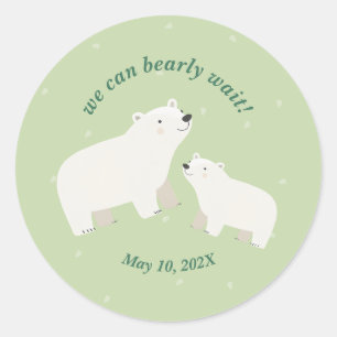 Wir können frühzeitig abwarten Babydusche Papierpl Runder Aufkleber