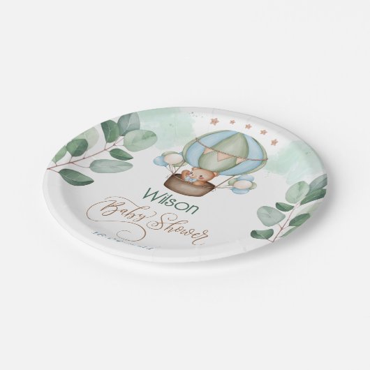 wir können frühzeitig abwarten, Babydusche Pappteller (Schrägansicht)