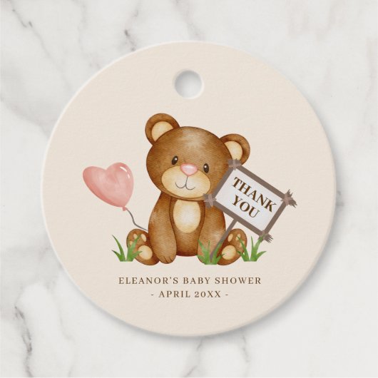 Wir können frühzeitig abwarten Babydusche pink Dan Geschenkanhänger (Vorderseite)