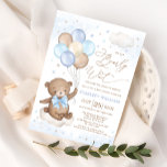 Wir können frühzeitig abwarten Bärenballon Babydus Einladung<br><div class="desc">Wir können frühzeitig auf Baby warten, um anzukommen! Dieses zauberhafte Teddy-Bär-Thema-Einladung ist sicher ein Lächeln auf die Gesichter Ihrer Gäste! Das weiche pastellblaue, braune und beige Farbschema macht dieses Design perfekt für eine Babydusche. Personalisieren Sie die Einladung mit Ihren Daten und wenn Sie gewollt, um den Stil und die Platzierung...</div>