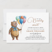 Wir können frühzeitig abwarten Bärenballon Babydus Einladung (Vorderseite)