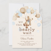 Wir können frühzeitig abwarten Bärengeflecht Boy B Einladung (Vorderseite)