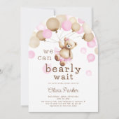 Wir können frühzeitig abwarten Bärenmädchen-Babydu Einladung (Vorderseite)