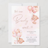 Wir können frühzeitig abwarten Bärenpink Balloons  Einladung (Vorderseite)
