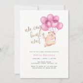 Wir können frühzeitig abwarten Bear Pink Balloon B Einladung (Vorderseite)