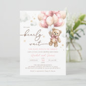 Wir können frühzeitig abwarten Bear Pink Balloon B Einladung (Stehend Vorderseite)