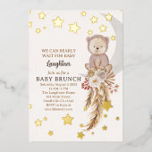 Wir können frühzeitig abwarten, bis Boho Bear Moon Folieneinladung (Vorderseite)