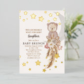 Wir können frühzeitig abwarten, bis Boho Bear Moon Folieneinladung (Stehend vorne)